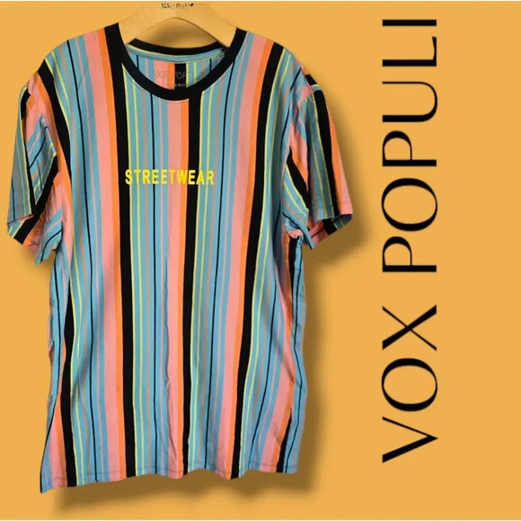 Vox Populi for the People adult Unisex colorful striped short sleeves tshirt  xl - Picture 8 of 8